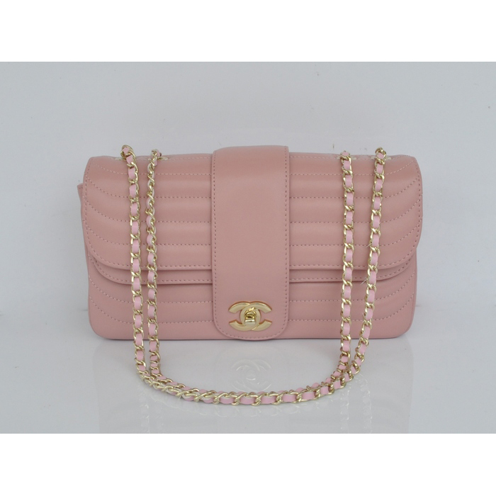 2014 Chanel Flap Shoulder Bag Sheepskin Leather A4026 Pink