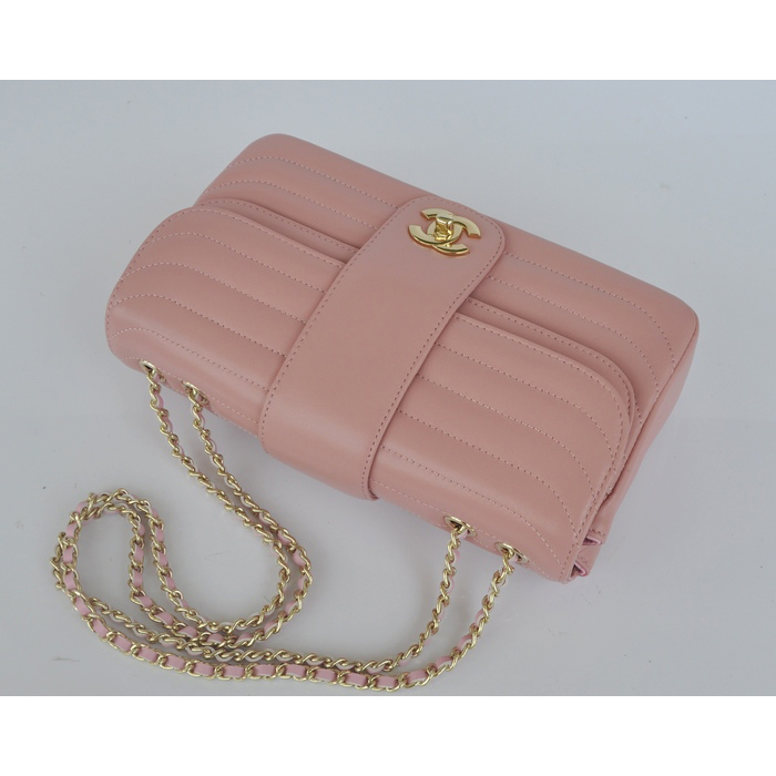 2014 Chanel Flap Shoulder Bag Sheepskin Leather A4026 Pink