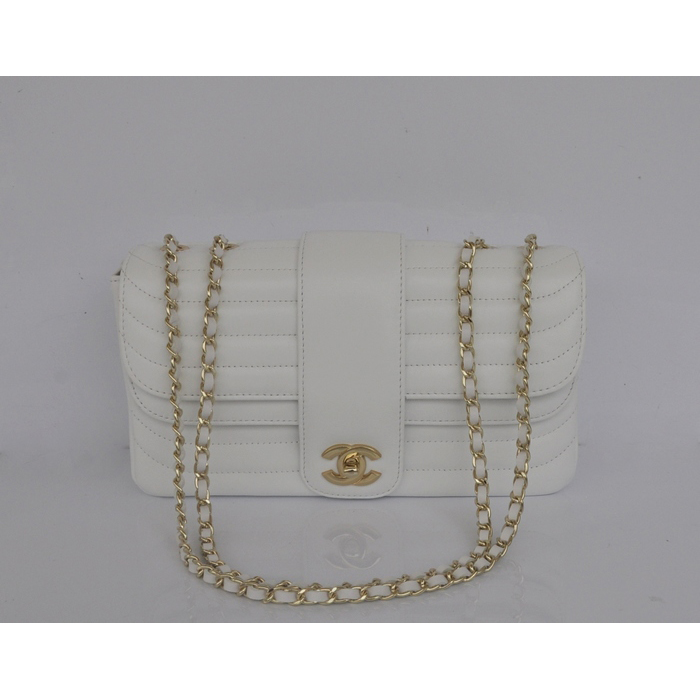 2014 Chanel Flap Shoulder Bag Sheepskin Leather A4026 White