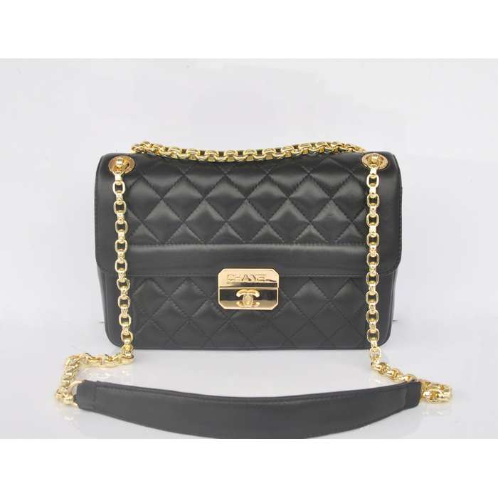 2014 Chanel Flap Shoulder Bag in Sheepskin Leather A67971 Black