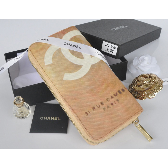 2014 Chanel Graffiti Printed Canvas Zippy Wallet A227 Wheat