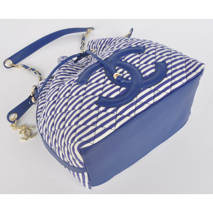 2014 Chanel Hobo Shoulder Bag Jersey and Lambskin A46622 Blue