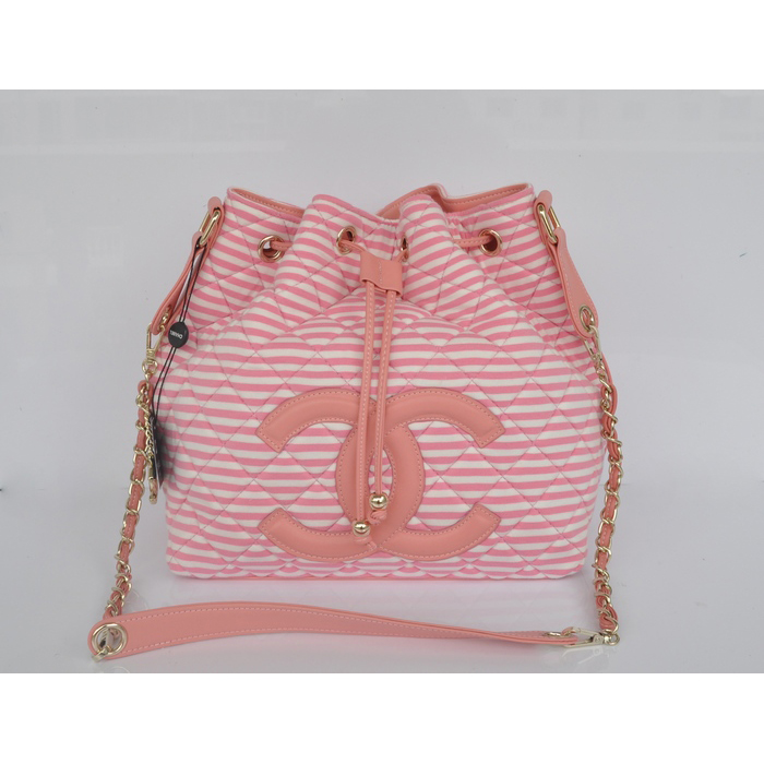 2014 Chanel Hobo Shoulder Bag Jersey and Lambskin A46622 Pink