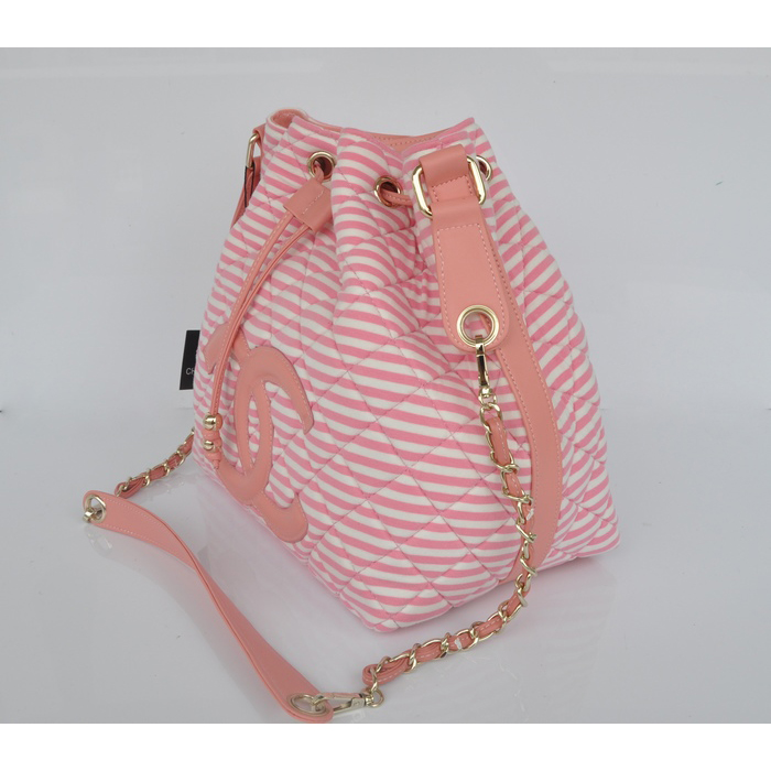 2014 Chanel Hobo Shoulder Bag Jersey and Lambskin A46622 Pink