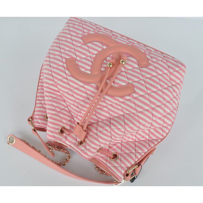 2014 Chanel Hobo Shoulder Bag Jersey and Lambskin A46622 Pink