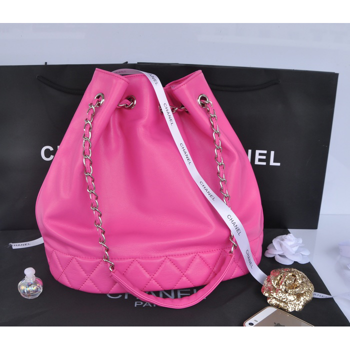 2014 Chanel Hobo Shoulder Bag in Sheepskin Leather A58016 Rose