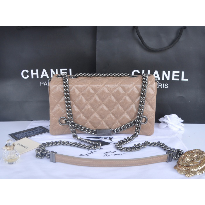 2014 Chanel Iridescent Leather Shoulder Bag A92522 Apricot