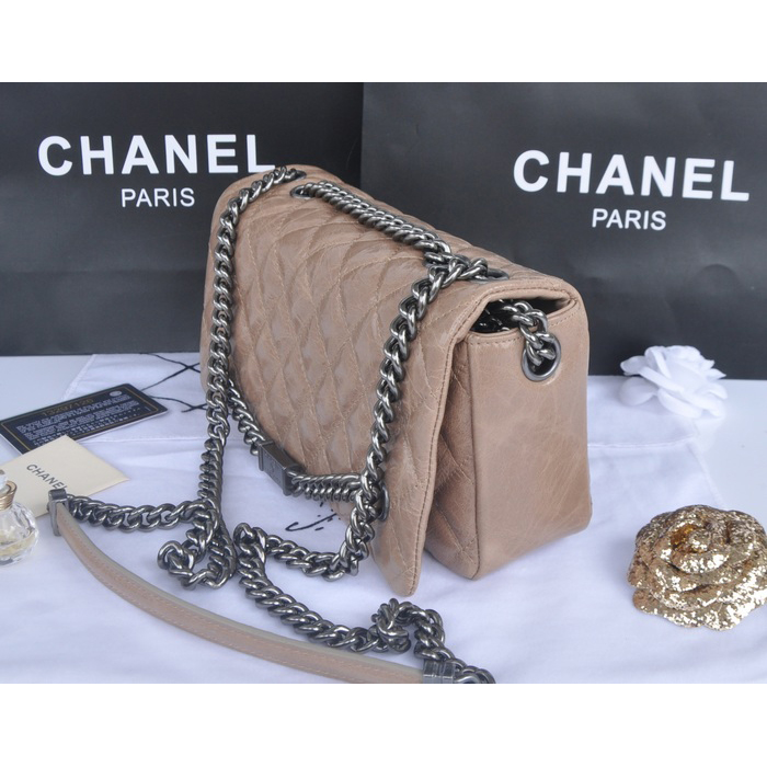 2014 Chanel Iridescent Leather Shoulder Bag A92522 Apricot