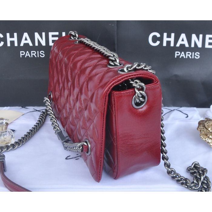 2014 Chanel Iridescent Leather Shoulder Bag A92522 Red