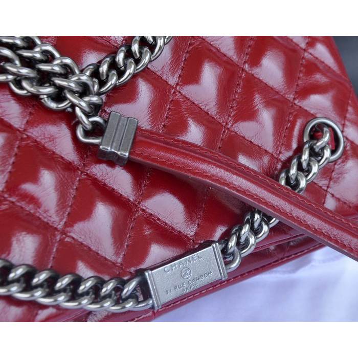 2014 Chanel Iridescent Leather Shoulder Bag A92522 Red