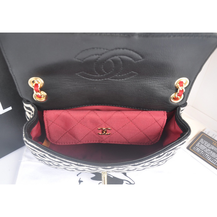 2014 Chanel Jersey and Lambskin Flap Bag A92051 Black