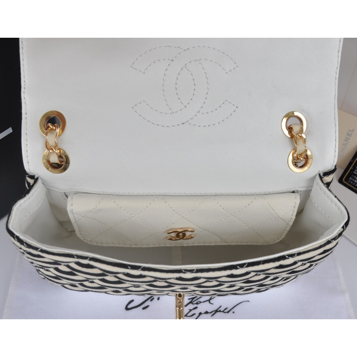 2014 Chanel Jersey and Lambskin Flap Bag A92051 White