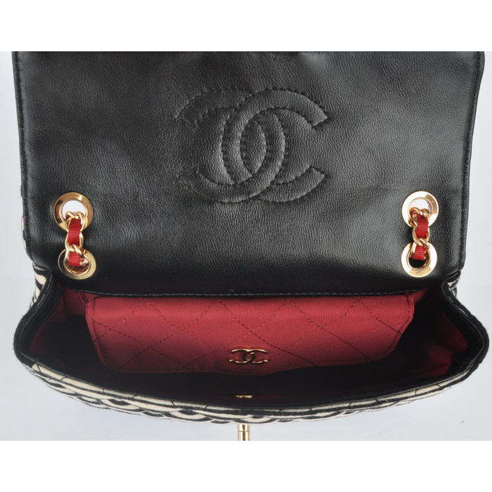 2014 Chanel Jersey and Lambskin Flap Shoulder Bag A32051 Black