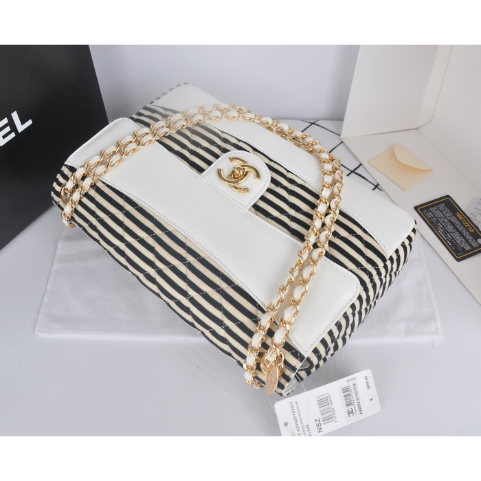 2014 Chanel Jersey and Original Lambskin Flap Bag A92053 White