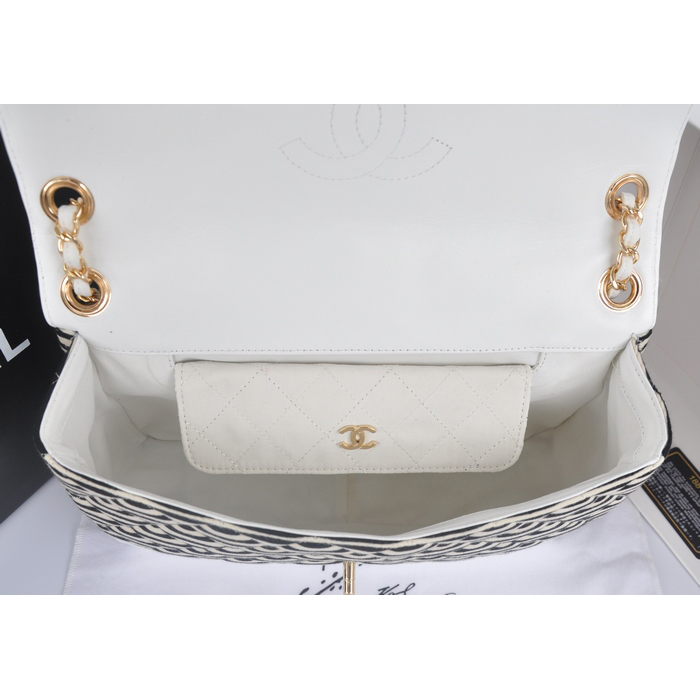 2014 Chanel Jersey and Original Lambskin Flap Bag A92053 White