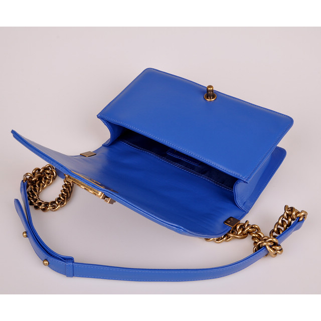 2014 Chanel LE boy Flap Shoulder Bag Real Python Leather A67086 Blue