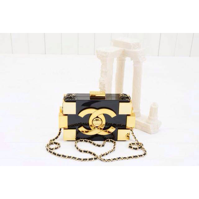 2014 Chanel Lego Clutch A37013 Black&Gold