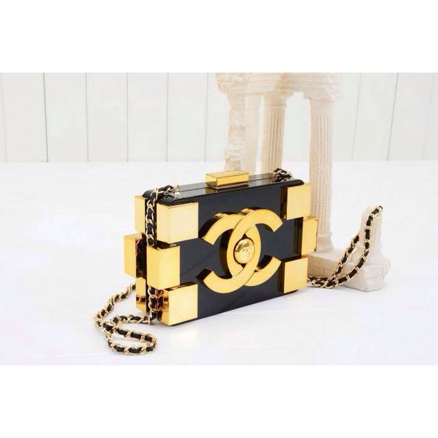 2014 Chanel Lego Clutch A37013 Black&Gold