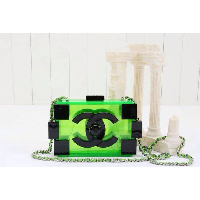 2014 Chanel Lego Clutch A37013 Green&Black