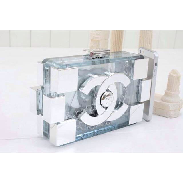 2014 Chanel Lego Clutch A37013 Transparent&Silver