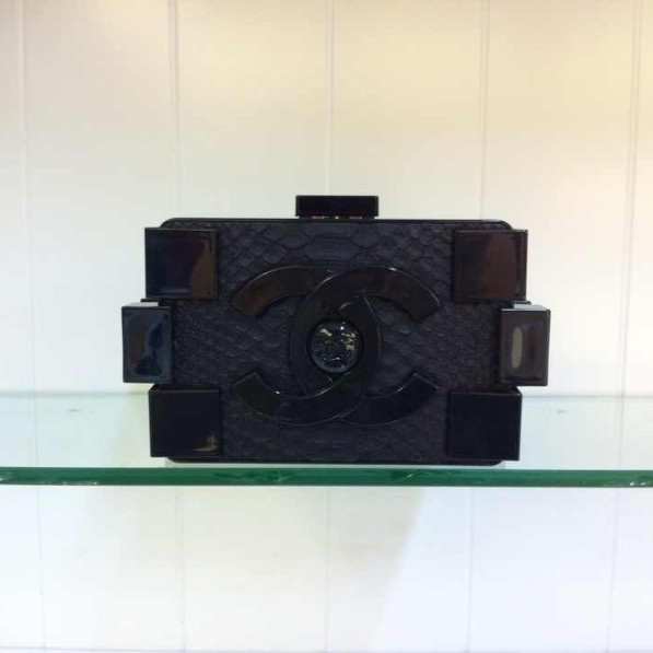 2014 Chanel Lego Clutch true snakeskin A2367 with Black