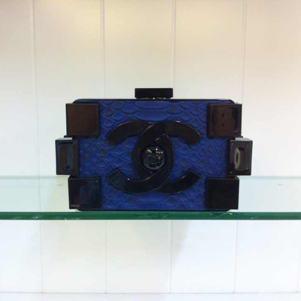 2014 Chanel Lego Clutch true snakeskin A2367 with Blue