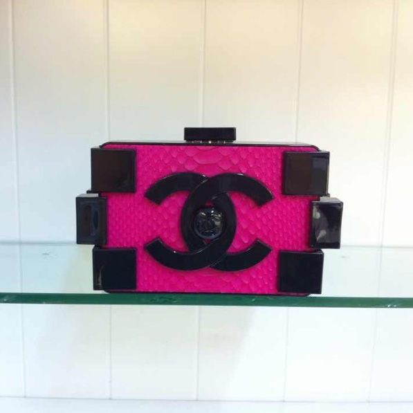 2014 Chanel Lego Clutch true snakeskin A2367 with Peach