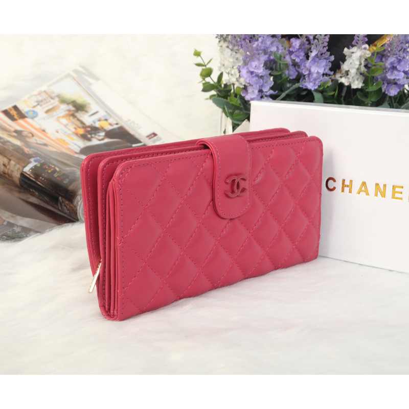 2014 Chanel Matelasse Bi-Fold Wallet Sheepskin Leather C0016 in Rose