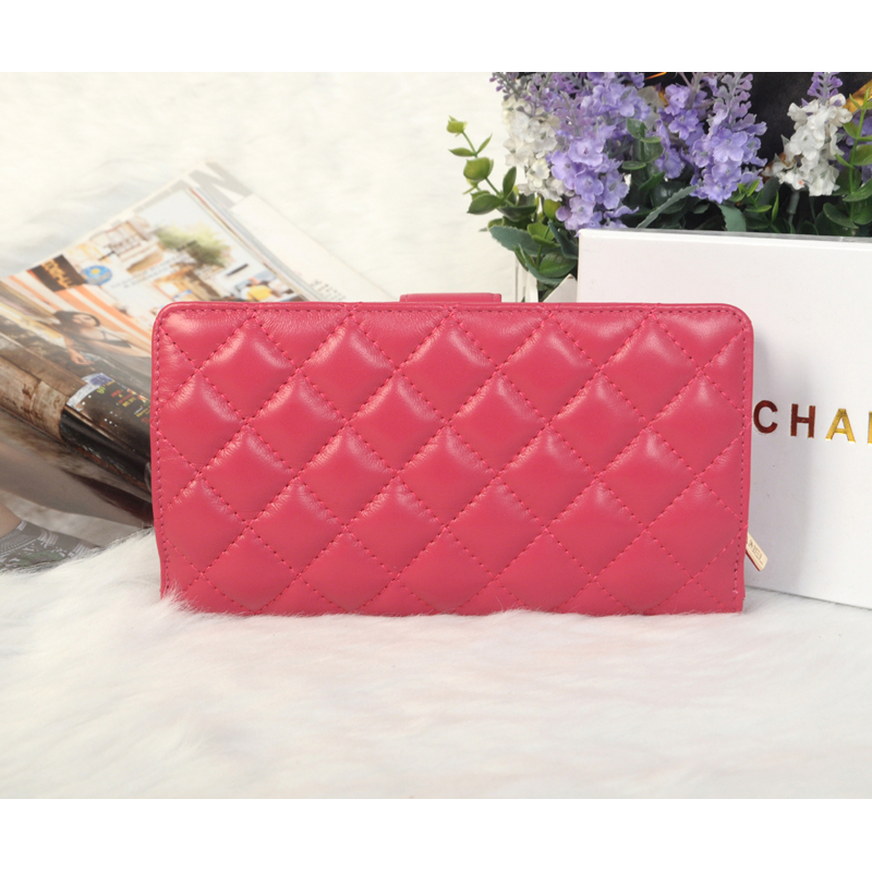 2014 Chanel Matelasse Bi-Fold Wallet Sheepskin Leather C0016 in Rose