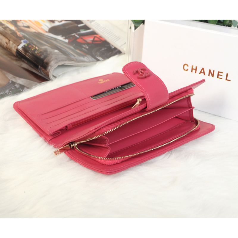 2014 Chanel Matelasse Bi-Fold Wallet Sheepskin Leather C0016 in Rose