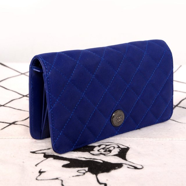 2014 Chanel Matelasse Bi-Fold wallets Original Leather C001 Blue