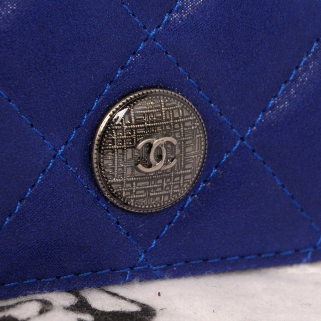 2014 Chanel Matelasse Bi-Fold wallets Original Leather C001 Blue