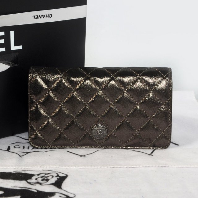 2014 Chanel Matelasse Bi-Fold wallets Original Leather C001 Gray