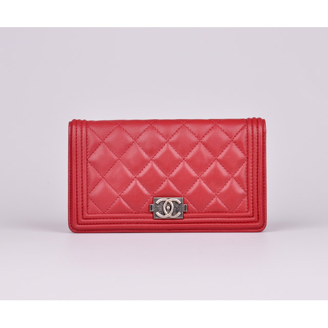 2014 Chanel Matelasse Bi-Fold wallets Original Sheepskin Leather A68722 Claret