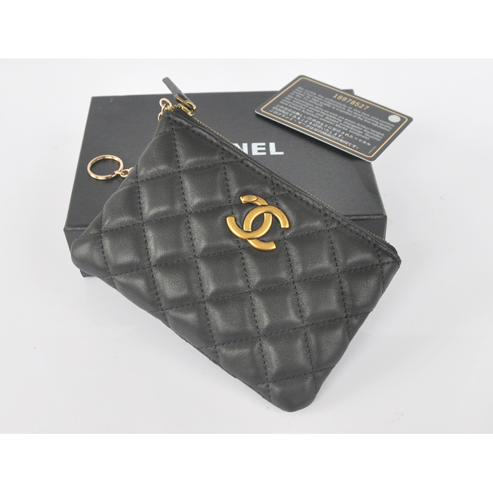 2014 Chanel Matelasse Zip Around Wallet Original Leather A219011 Black