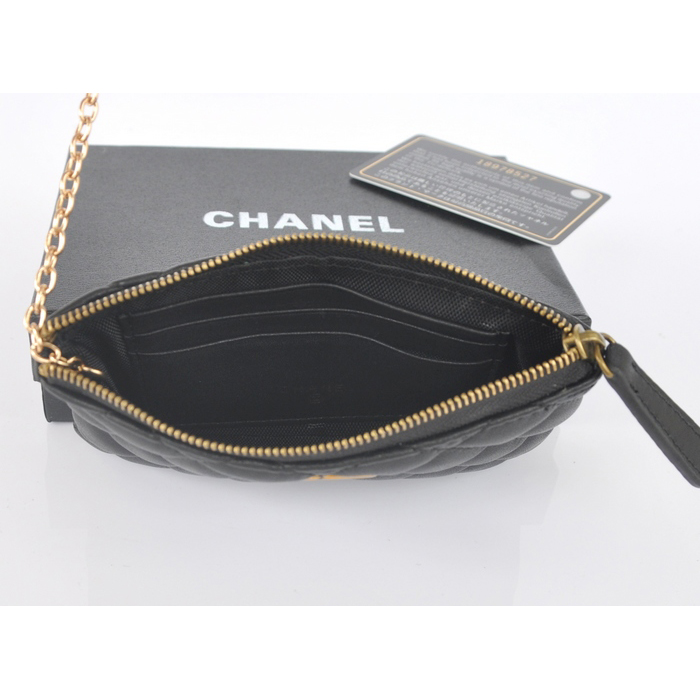 2014 Chanel Matelasse Zip Around Wallet Original Leather A219011 Black