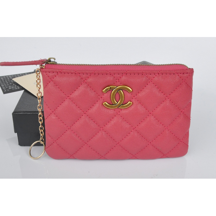 2014 Chanel Matelasse Zip Around Wallet Original Leather A219011 Peach