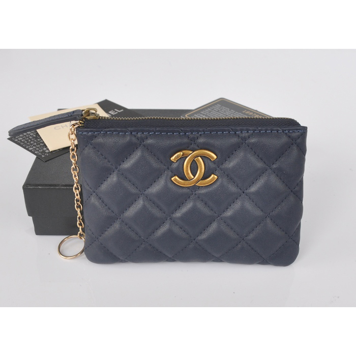 2014 Chanel Matelasse Zip Around Wallet Original Leather A219011 Royal