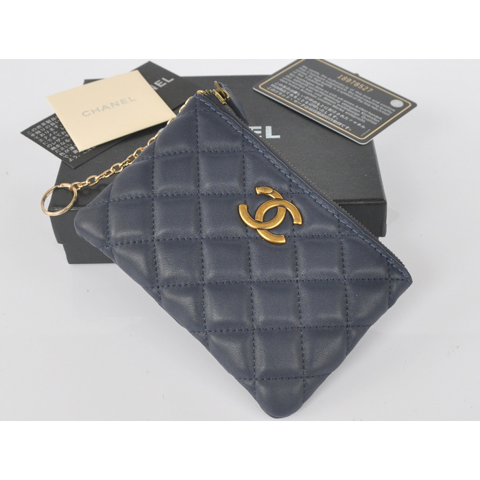 2014 Chanel Matelasse Zip Around Wallet Original Leather A219011 Royal