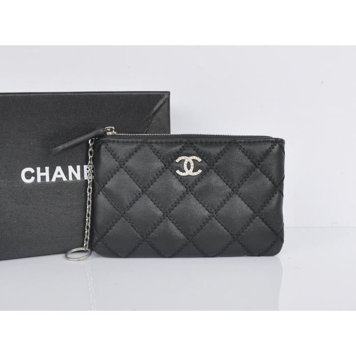 2014 Chanel Matelasse Zip Around Wallet Original Leather A35009 Black