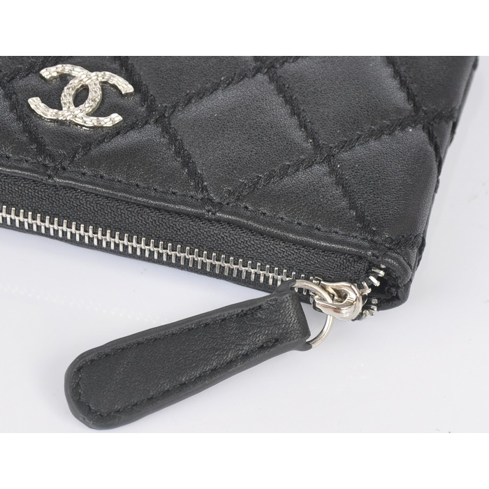 2014 Chanel Matelasse Zip Around Wallet Original Leather A35009 Black