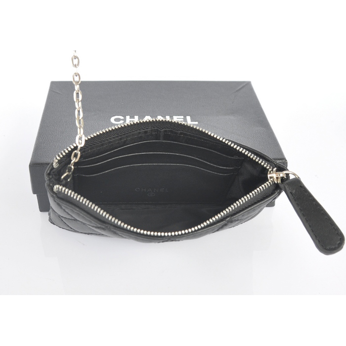 2014 Chanel Matelasse Zip Around Wallet Original Leather A35009 Black