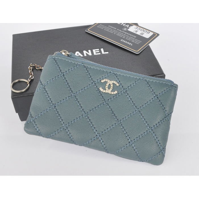 2014 Chanel Matelasse Zip Around Wallet Original Leather A35009 Light Blue