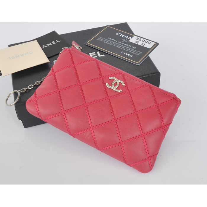 2014 Chanel Matelasse Zip Around Wallet Original Leather A35009 Peach