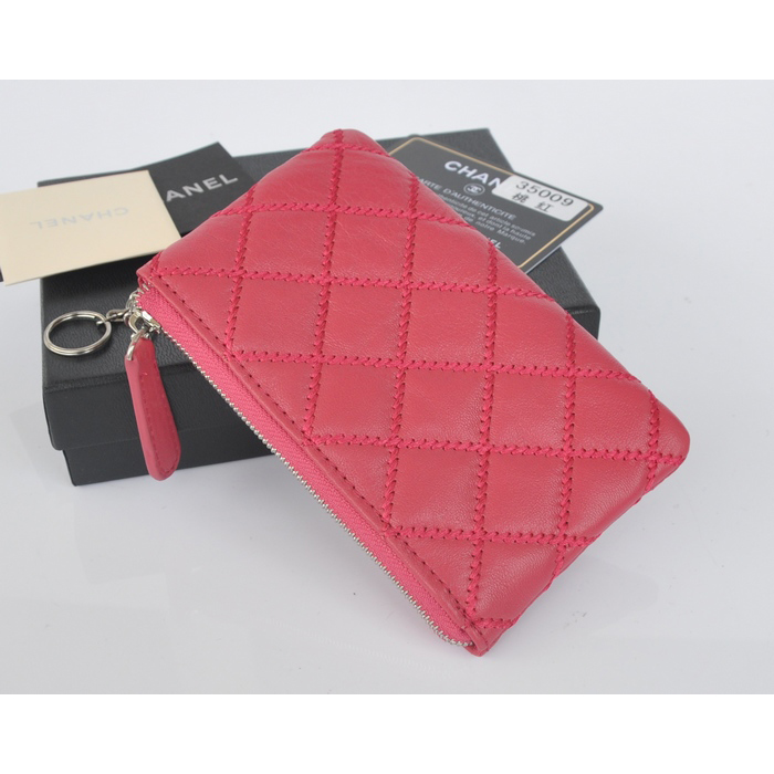 2014 Chanel Matelasse Zip Around Wallet Original Leather A35009 Peach