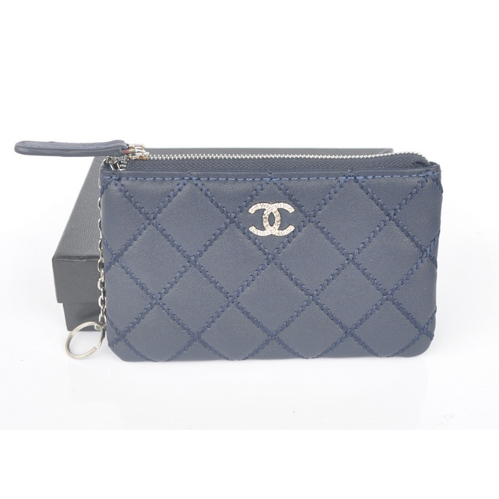 2014 Chanel Matelasse Zip Around Wallet Original Leather A35009 Royal