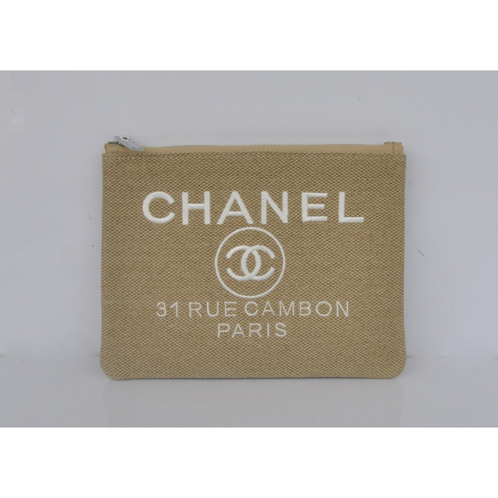 2014 Chanel Medium Canvas ipad mini Clutch bag A80118 Apricot