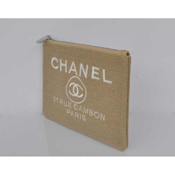 2014 Chanel Medium Canvas ipad mini Clutch bag A80118 Apricot