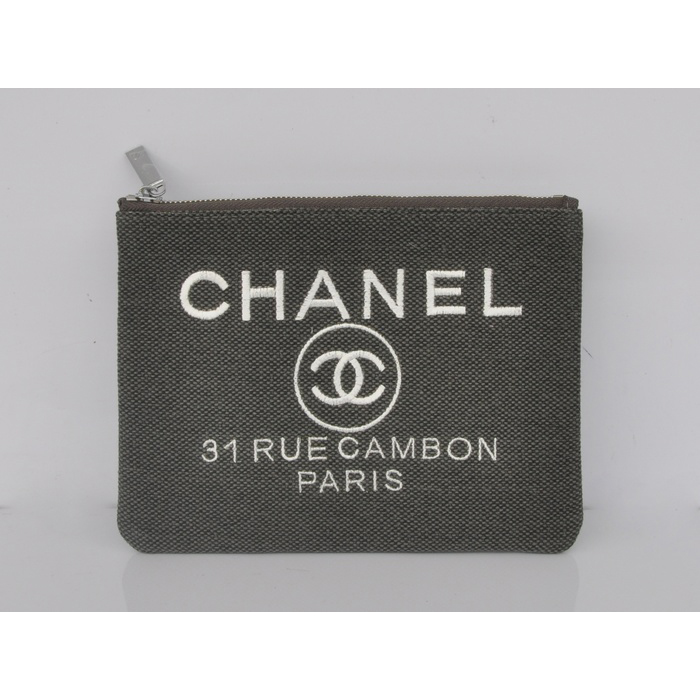 2014 Chanel Medium Canvas ipad mini Clutch bag A80118 Grey