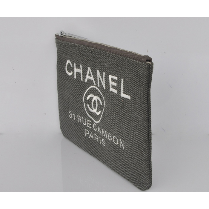 2014 Chanel Medium Canvas ipad mini Clutch bag A80118 Grey